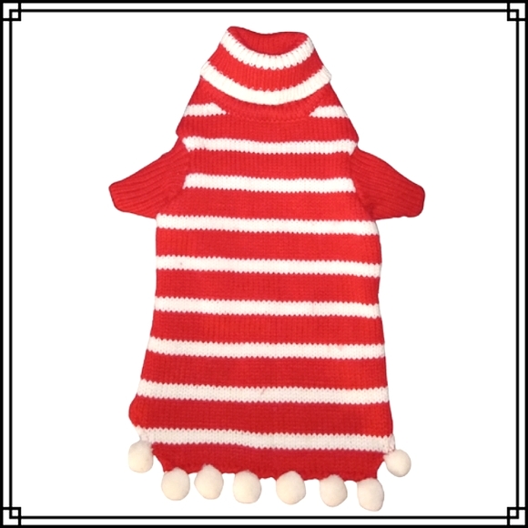 Dicken's Closet Red & White Striped Christmas Turtleneck Dog Sweater SM Breed - Picture 1 of 6